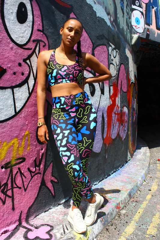 Neon Animal UV Leggings Comfortable Wide-Band Leggings