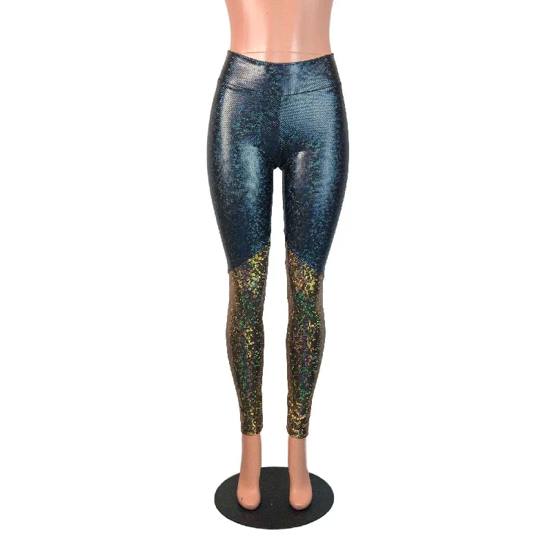 Black & Gold Shattered Glass Holographic *Mid-Rise* Leggings Pants Trendy Adjustable Waist Leggings Black & Gold Shattered Glass Holographic *Mid-Rise* Leggings Pants Trendy Adjustable Waist Leggings