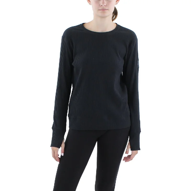 Tommy Hilfiger Sport Womens Ribbed Cotton Pullover Top Flutter Sleeve Feminine