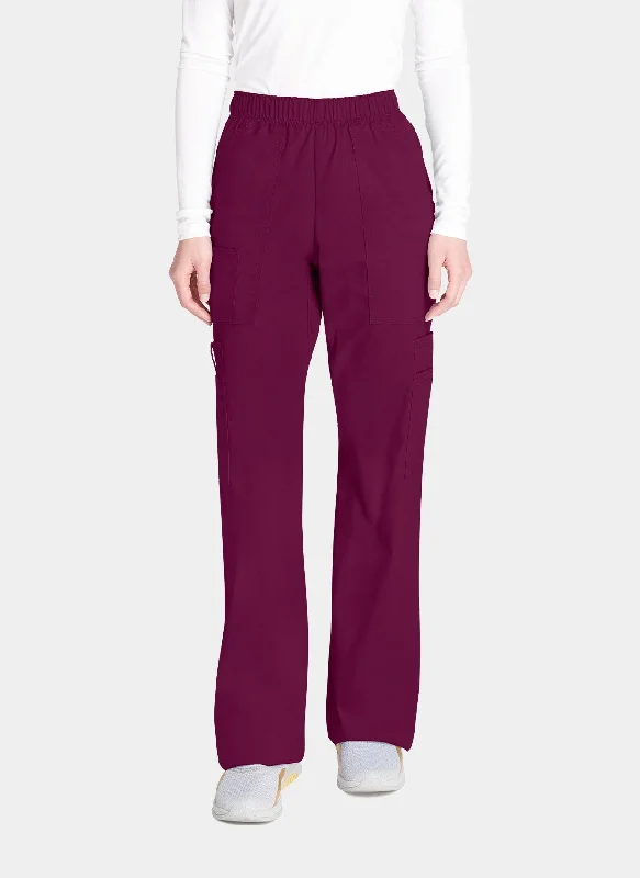 Cherokee Core Stretch Mid Rise Pull-On Cargo Scrub Trousers WWE4005 - Wine Chinos Cotton Straight Leg Cherokee Core Stretch Mid Rise Pull-On Cargo Scrub Trousers WWE4005 - Wine Chinos Cotton Straight Leg