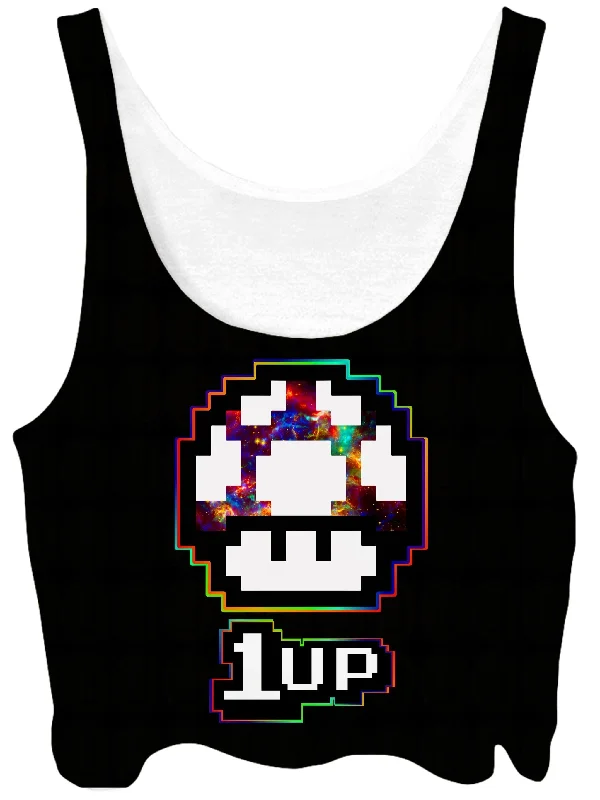 Level Up Mushroom Crop Top Handmade Hand-knitted Hand-woven