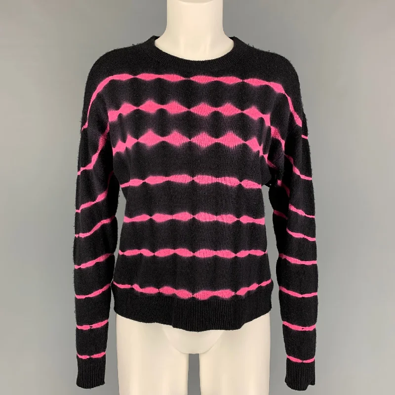 ALICE + OLIVIA Size XS/S Black Pink Cashmere Tie Dye Stretch Blend Pullover Slit Sleeve Stylish ALICE + OLIVIA Size XS/S Black Pink Cashmere Tie Dye Stretch Blend Pullover Slit Sleeve Stylish