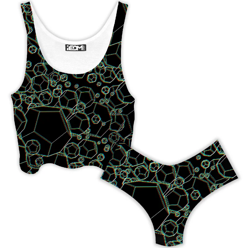 Dodecahedron Madness Glitch Crop Top and Booty Shorts Combo Chenille Blend Fleece Blend Nylon Blend Dodecahedron Madness Glitch Crop Top and Booty Shorts Combo Chenille Blend Fleece Blend Nylon Blend