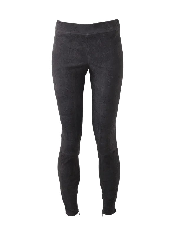 Stretch Suede Zip Leggings Comfortable Printed Workout Leggings