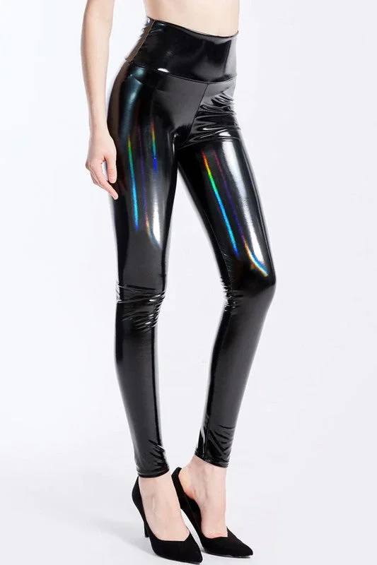 PU LEATHER HIGH WAIST LEGGINGS Stylish Colorful Activewear Leggings