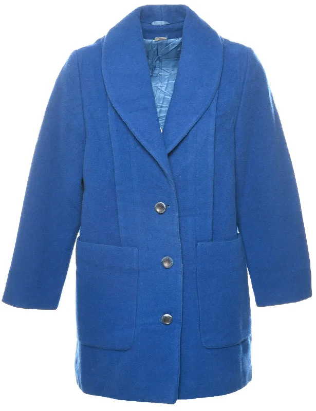Single Breasted Wool Coat - M Front Pockets Side Pockets Patch Pockets
