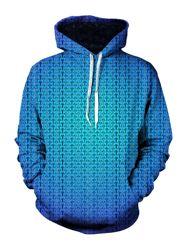 Psychedelic Blue Fade Pattern Hoodie Hoodie with Hem Patch Decorative Personalized