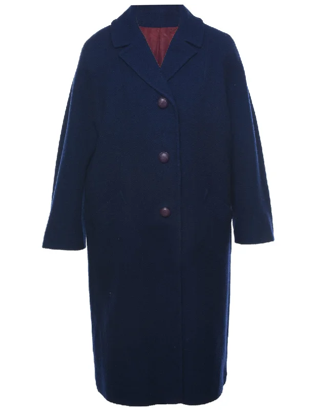Single Breasted Wool Coat - XL Faux Fur Real Fur Shearling
