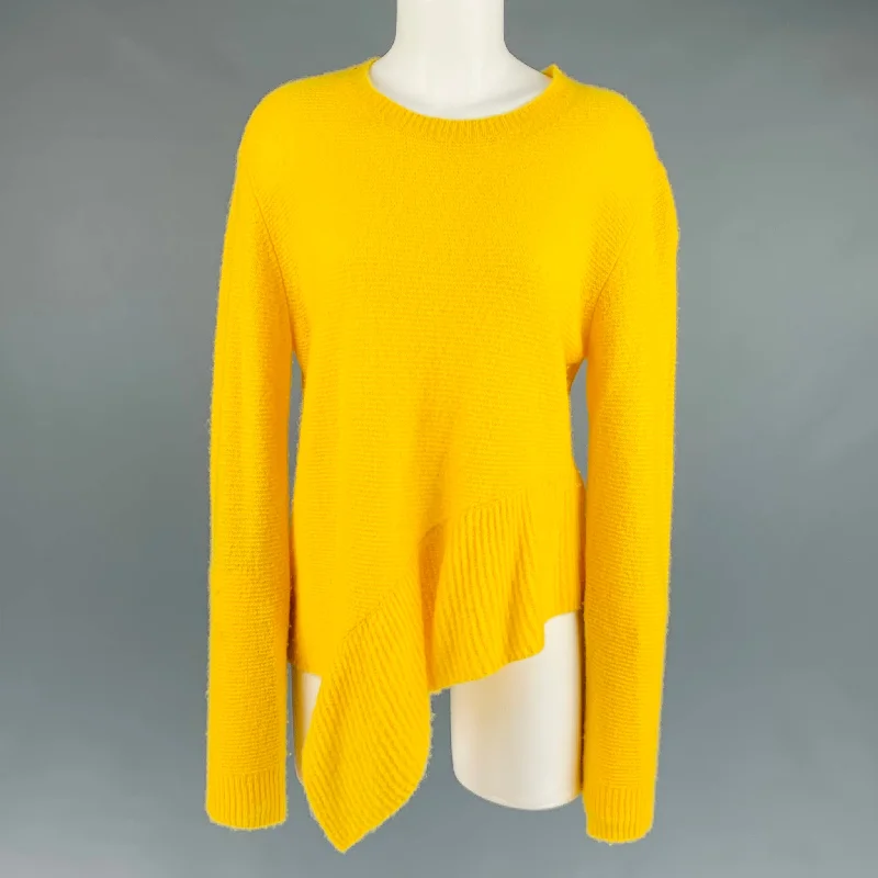 STELLA McCARTNEY Size 6 Yellow Cashmere Silk Asymmetrical Pullover Crew Neck Wool