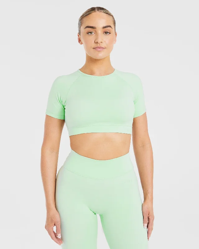 Staple Crop Top - Mint Green Elasticated Padded Insulated
