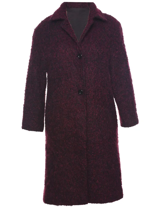 Plum Coat - M Zip Front Button Front Snap Front