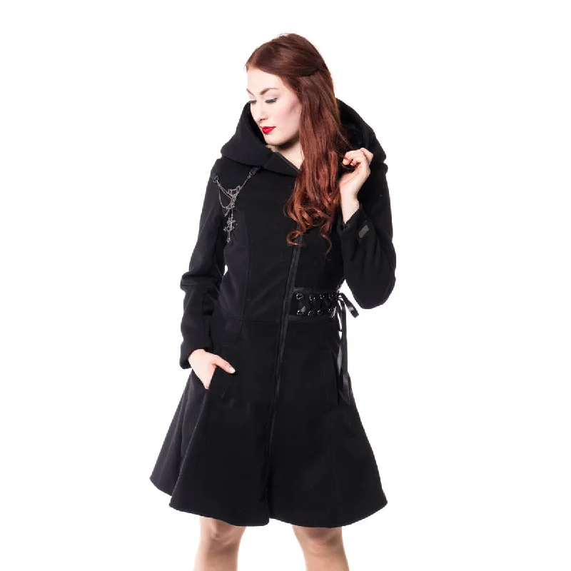 TEARS COAT - BLACK Rayon Velvet Corduroy