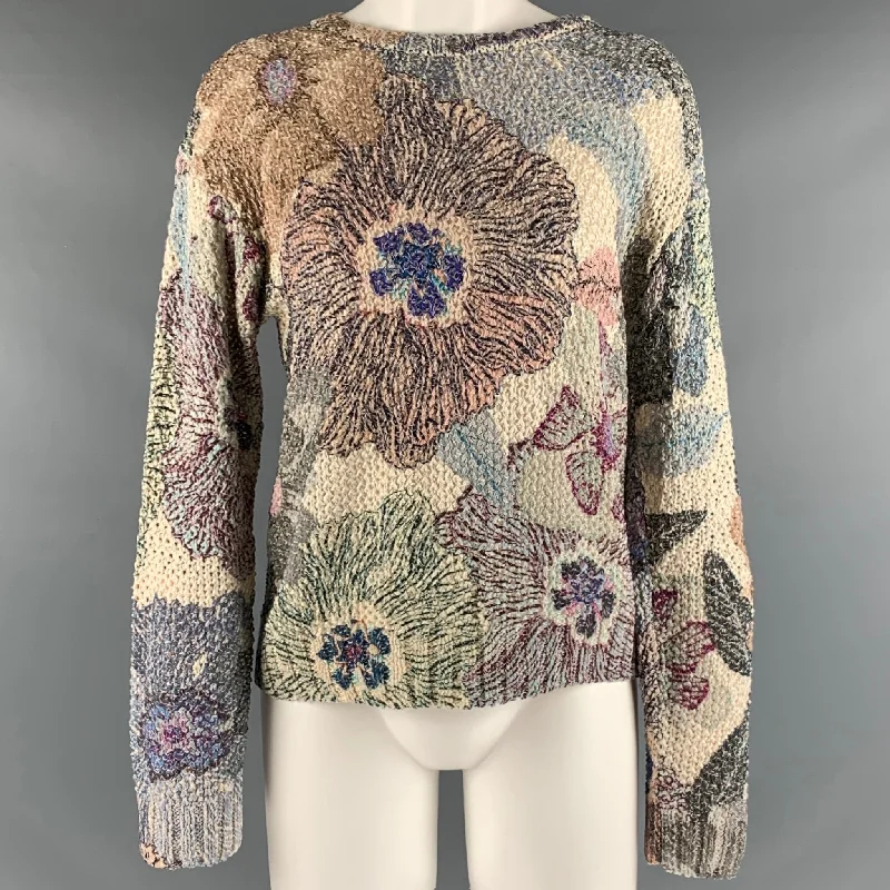 ETRO Size M Beige Multicolour Cotton Blend Floral Crew Neck Pullover Surplice Neck Pullover ETRO Size M Beige Multicolour Cotton Blend Floral Crew Neck Pullover Surplice Neck Pullover