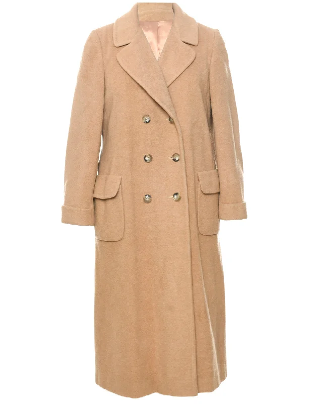 Single Breasted Wool Coat - M Stand-Up Roll-Neck Turtle