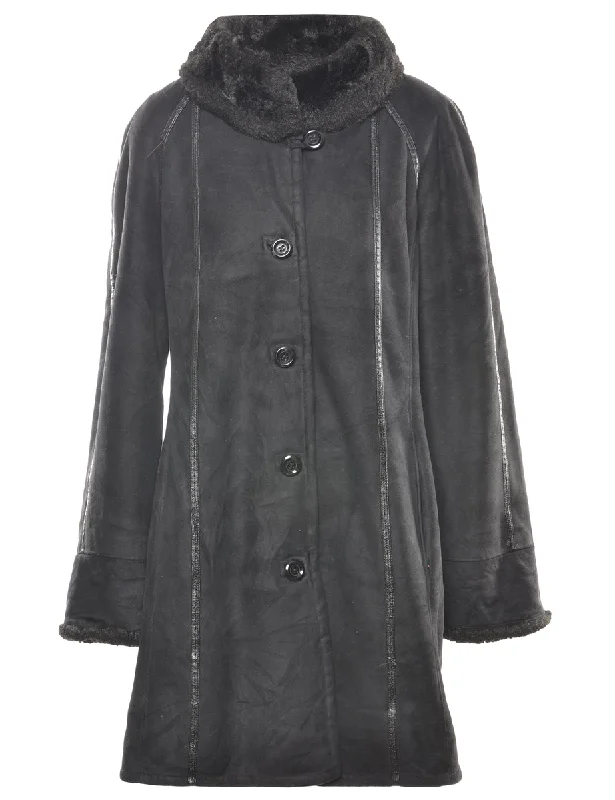 Single Breasted Faux Fur Lining Coat - L Trench Raincoat Windbreaker