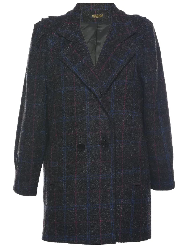 Checked Trench Coat - L Quilted Jacket Anorak Windbreaker