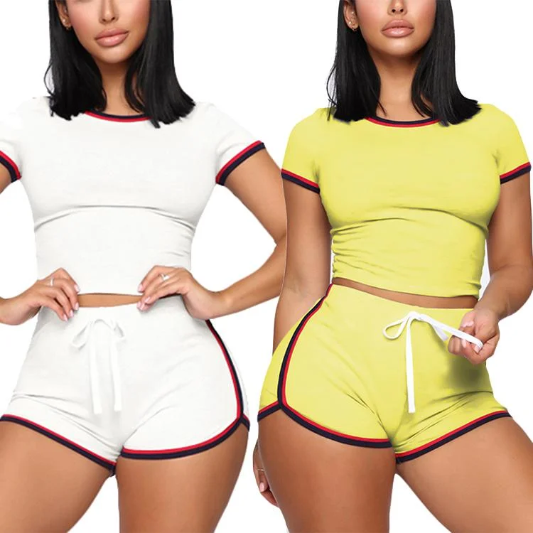 Sexy Crop Top & Shorts Set Print Jacquard Patchwork