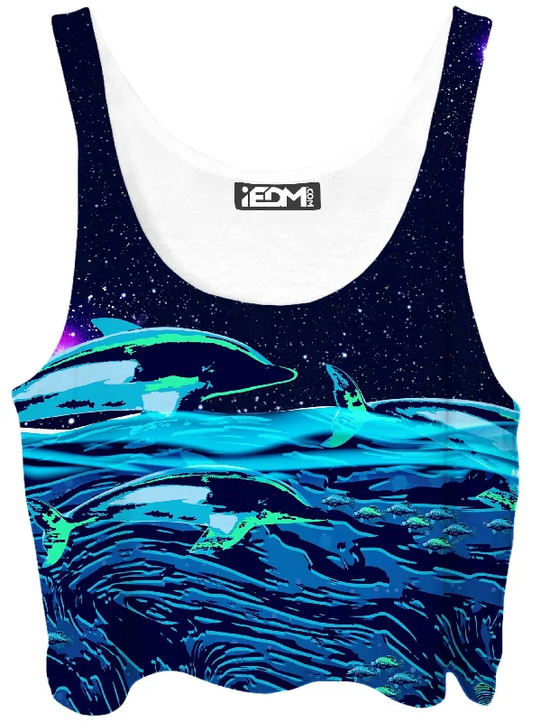 Celestial Seascape Crop Top Iron Safe Non-Iron Wrinkle Free