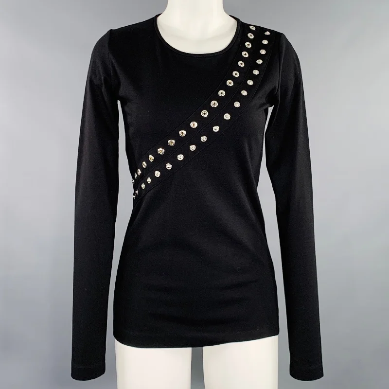 ALTUZARRA Size XS Black Viscose Blend Snaps Studded Crew Neck Pullover Flutter Sleeve Feminine ALTUZARRA Size XS Black Viscose Blend Snaps Studded Crew Neck Pullover Flutter Sleeve Feminine