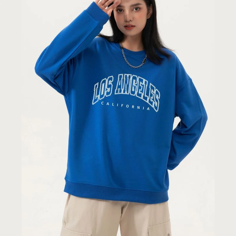 Autumn Plus Size Women Round Neck Loose Long Sleeve Los Angeles Letter Print Round Neck Long Sleeve Pullover Sweatshirt Solo Sleeve Pullover Autumn Plus Size Women Round Neck Loose Long Sleeve Los Angeles Letter Print Round Neck Long Sleeve Pullover Sweatshirt Solo Sleeve Pullover