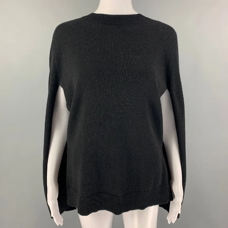 DKNY Size S Black Cashmere Capelet Pullover Jewel Neck Pullover
