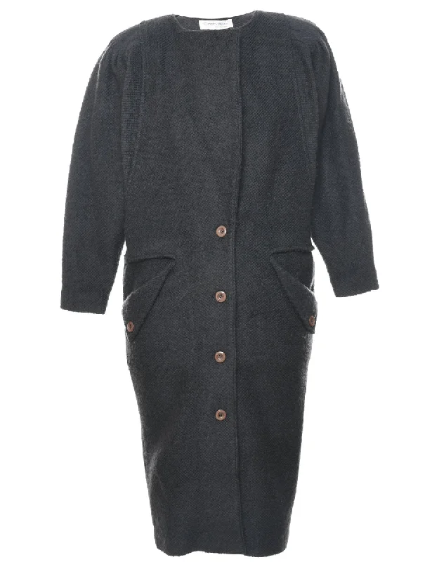 Dark Grey Wool Coat - L Sleeveless Short Sleeve Long Sleeve