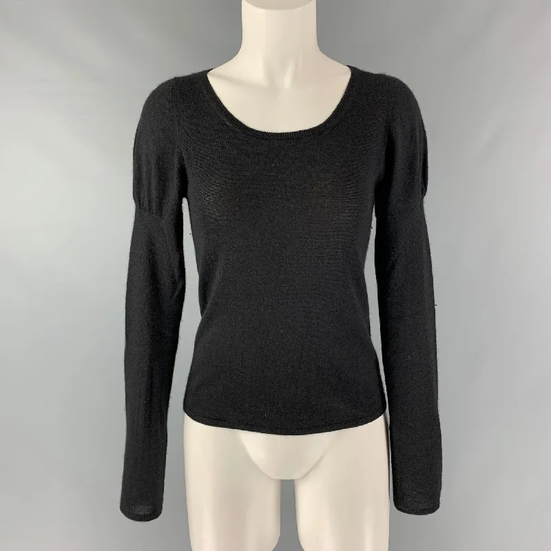 PRADA Size 2 Black Solid Scoop Neck Pullover Saggy Sleeve Comfort