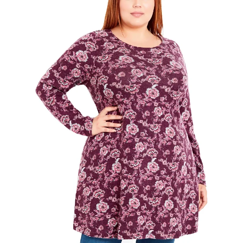 Evans Womens Plus  Round Neckline Pullover Top Besom Neck Pullover