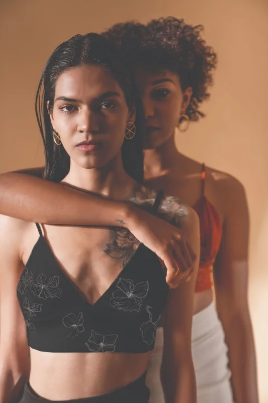 Fia Top | Hand Painted Cotton Knit Crop Top (Black) Ribbed Crop Top High Neck Heavyweight Fia Top | Hand Painted Cotton Knit Crop Top (Black) Ribbed Crop Top High Neck Heavyweight