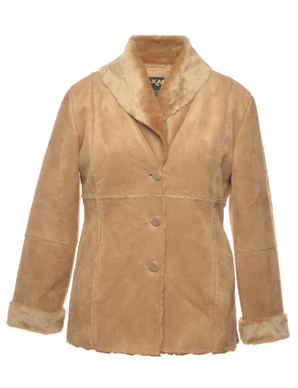 Faux Fur Lined Beige Cropped Coat - M Lapel Coat Peter Pan Collar Coat Cowl Neck Coat Faux Fur Lined Beige Cropped Coat - M Lapel Coat Peter Pan Collar Coat Cowl Neck Coat