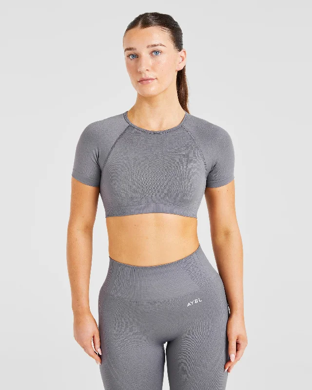 Balance V3 Seamless Crop Top - Charcoal Grey Cozy Warm Stylish