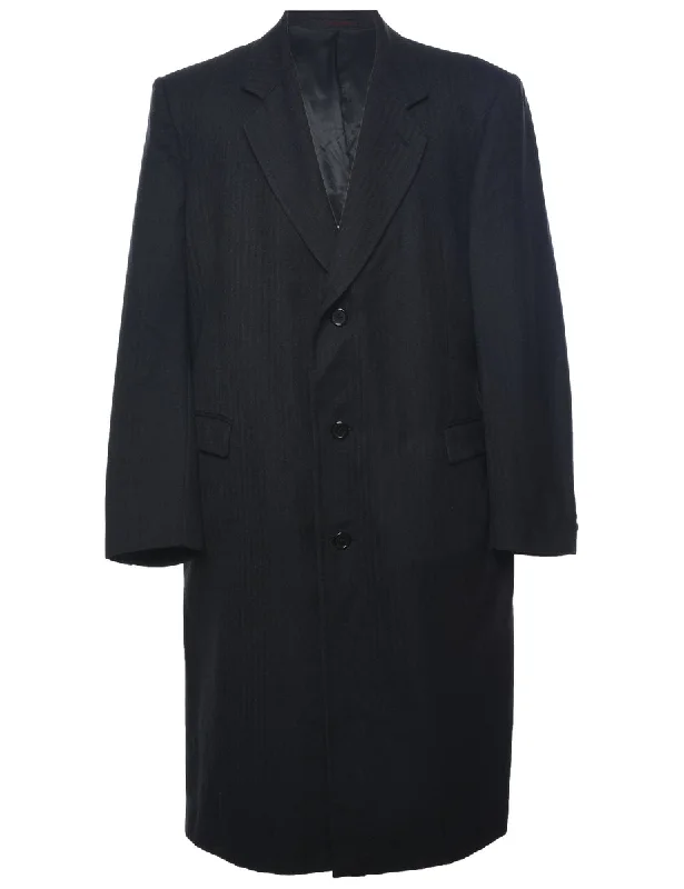 Herringbone Tweed Wool Coat - XL Pleated Ruffled tiered