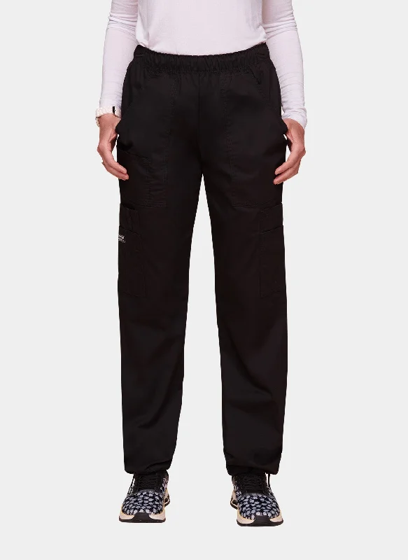 Cherokee Core Stretch Mid Rise Pull-On Cargo Scrub Trousers WWE4005 - Black Trousers Culottes Wide Leg Cherokee Core Stretch Mid Rise Pull-On Cargo Scrub Trousers WWE4005 - Black Trousers Culottes Wide Leg