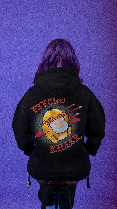 Oversized Psycho Duck Hoodie Hoodie with Toggle Buttons Decorative Unique