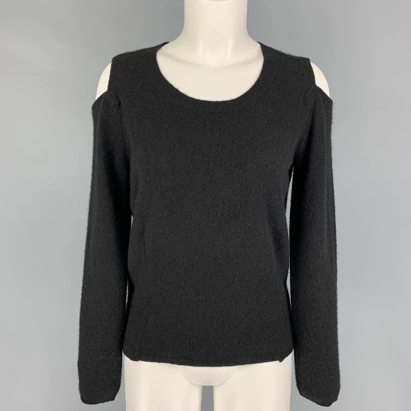 PECK&PECK Size M Black Cashmere Long Sleeve Pullover Box Sleeve Comfort