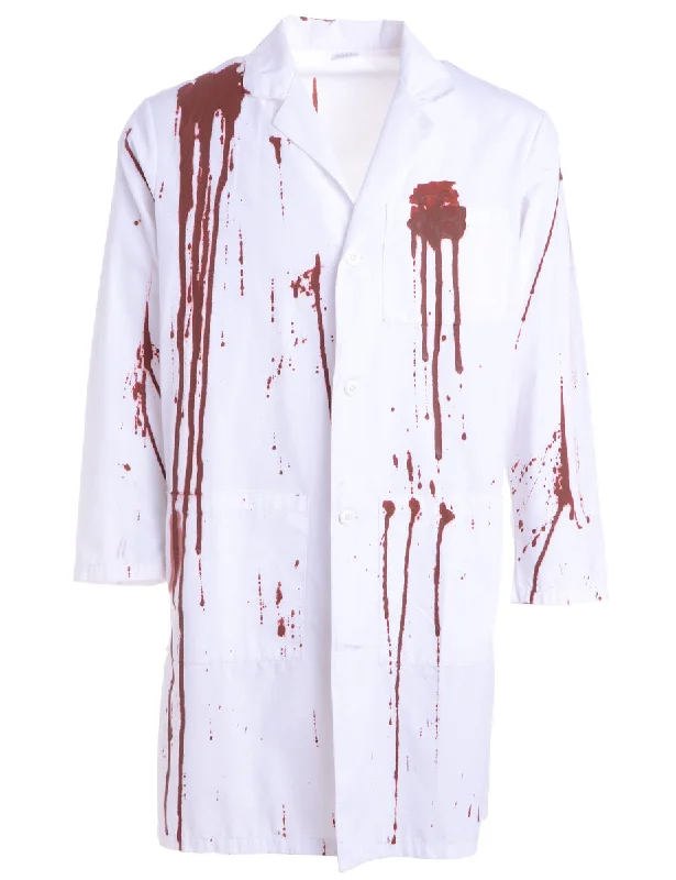 Reclaimed Bloody Halloween Doctors Coat Solid Print Jacquard