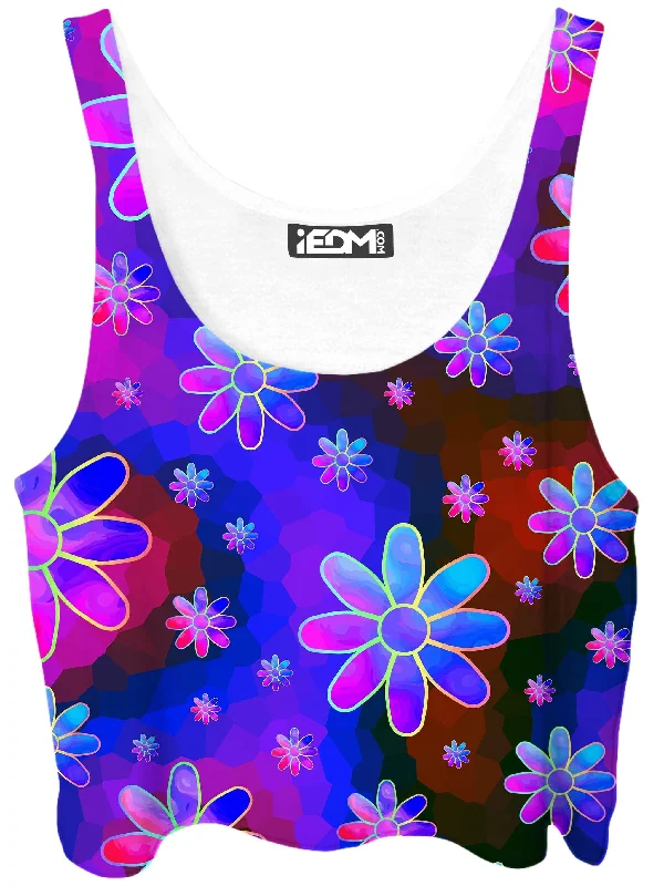 Floral Fantasy Abstract Crop Top Print Jacquard Patchwork