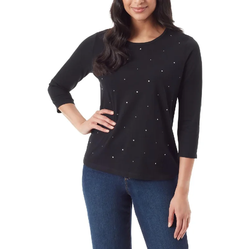 Gloria Vanderbilt Womens Tee Top Pullover Top Wrist Length Sleeve