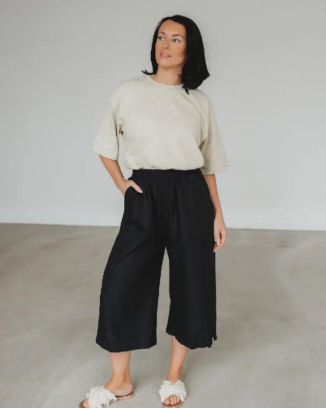 Judy Black Crop Trousers Trousers Fall Fleece