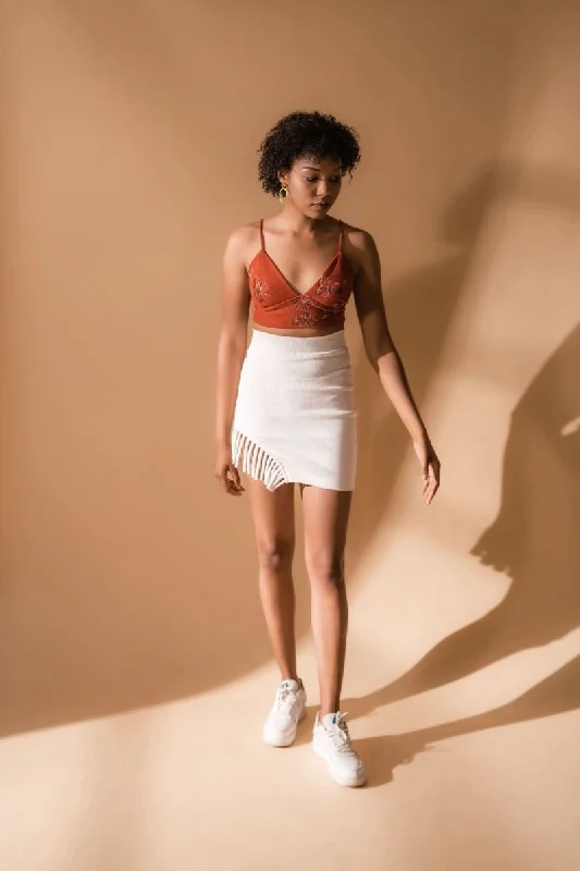 Fia Top | Hand Painted Cotton Knit Crop Top (Rustic Orange) Thin Crop Top Open Front Quick Dry Fia Top | Hand Painted Cotton Knit Crop Top (Rustic Orange) Thin Crop Top Open Front Quick Dry