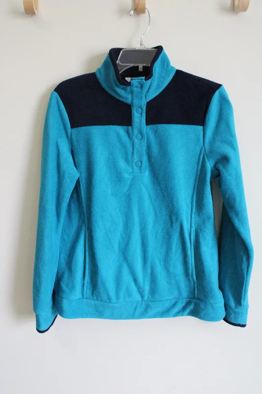 Crown & Ivy Blue Fleece Pullover | S Bell Sleeve Stylish
