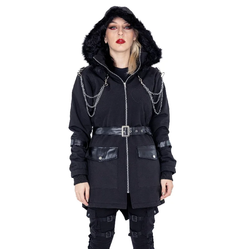 NOELLA COAT - BLACK Hooded Jacket Zipper Jacket Button Jacket