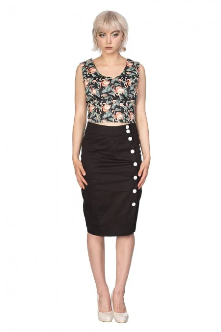 Banned Apparel - Flamingo Honnie Crop Top Houndstooth Herringbone Solid