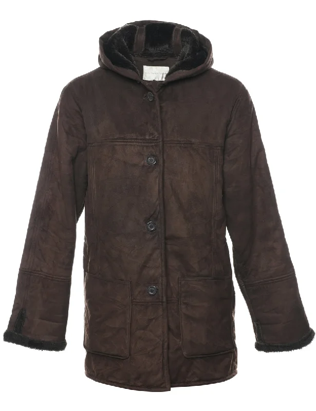 Hooded Dark Brown Coat - M Trapeze Tunic Caftan