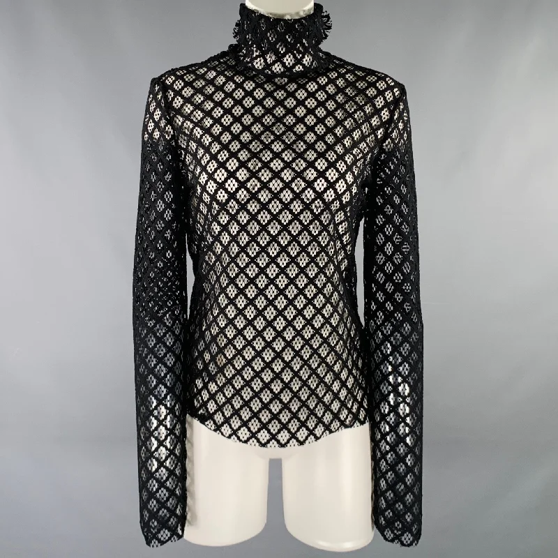 PHILOSOPHY di LORENZO SERAFINI Size 4 Black Polyester Mesh Pullover Fleece Warm Pullover PHILOSOPHY di LORENZO SERAFINI Size 4 Black Polyester Mesh Pullover Fleece Warm Pullover