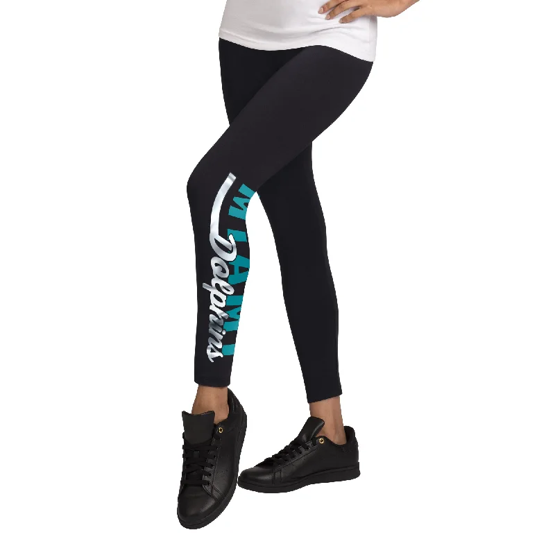 Miami Dolphins Glll 4Her Women's 4th Down Leggings - Black Comfortable Cold Weather Leggings Miami Dolphins Glll 4Her Women's 4th Down Leggings - Black Comfortable Cold Weather Leggings
