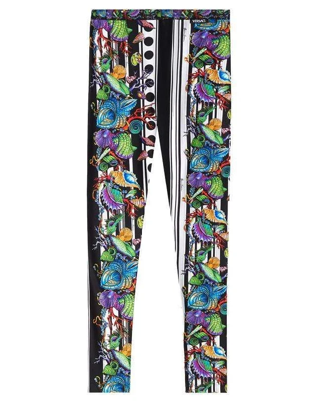 Shells & Striped Leggings Fashionable High-Rise Leggings