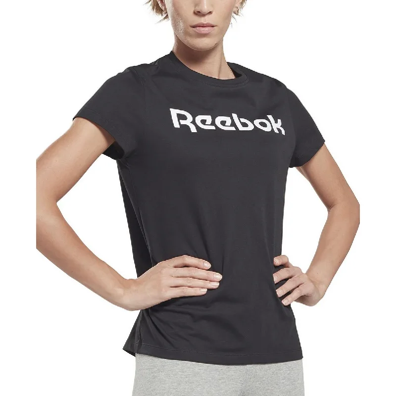 Reebok Womens Knit Logo Pullover Top Elbow Length Sleeve