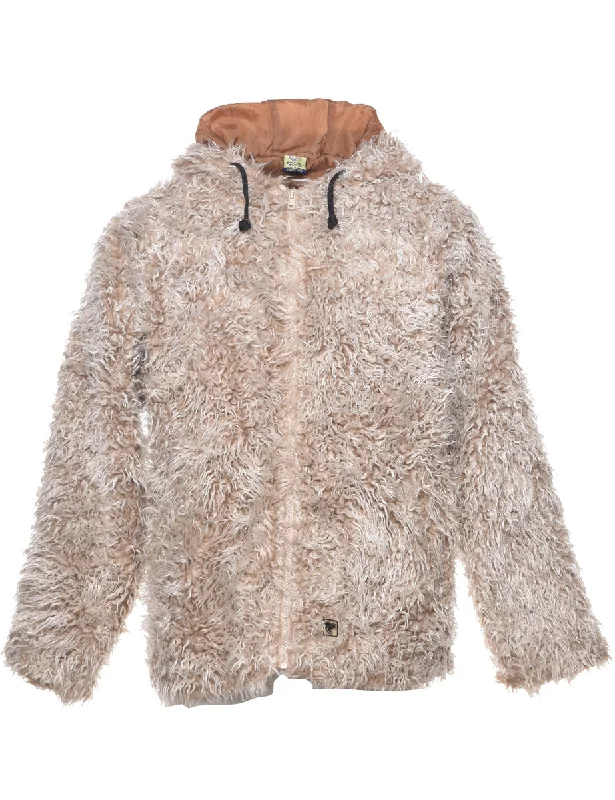 Hooded Faux Fur Coat - M Cardigan Sweater Pullover