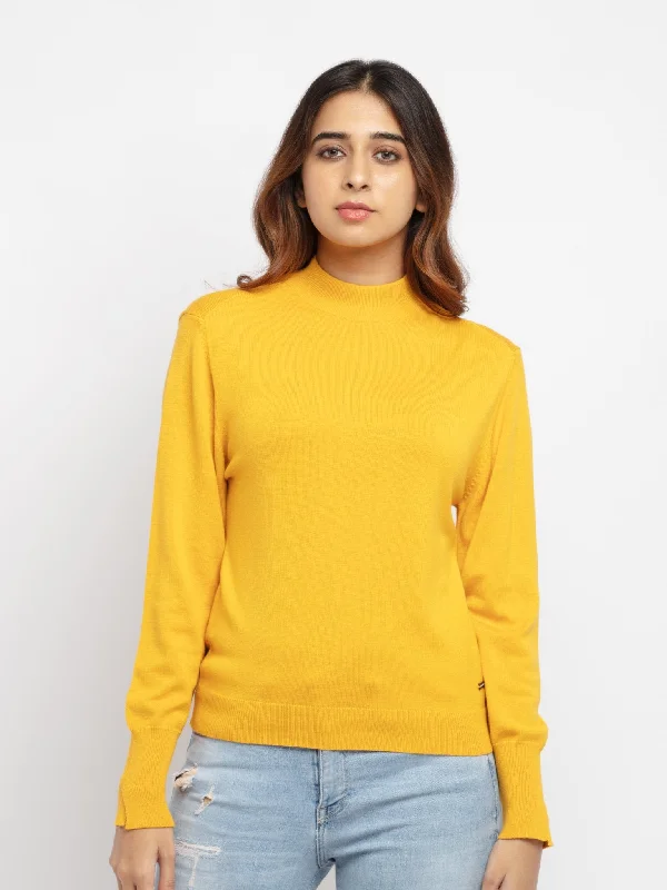 Women's High Neck Pullover Flutter Sleeve Feminine